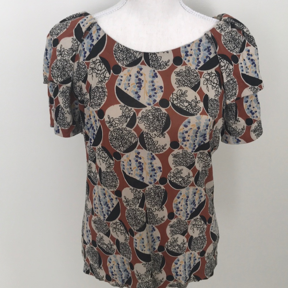 Printed Ruffle Sleeve Top - Picture 2 of 7